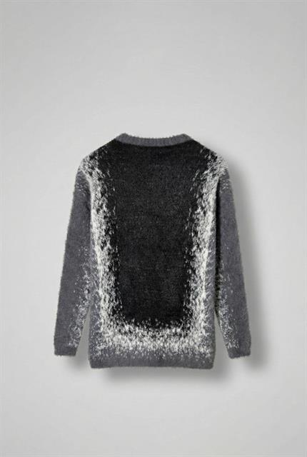 Erkek Relaxed Fit Desenli Örme Kazak Antrasit