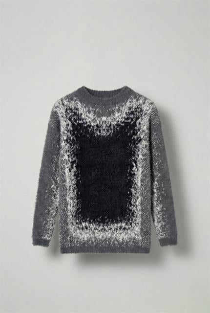 Erkek Relaxed Fit Desenli Örme Kazak Antrasit