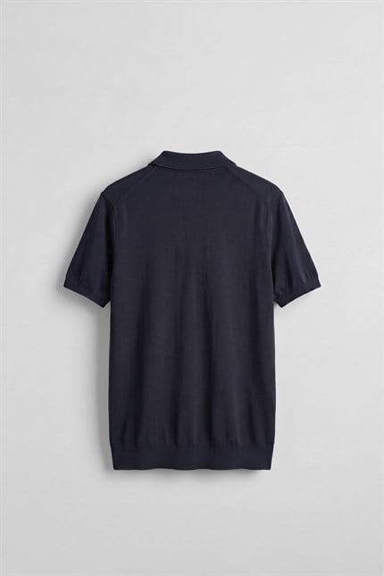 Erkek Relaxed Fit Dökümlü Polo Yaka Triko T-Shirt Lacivert