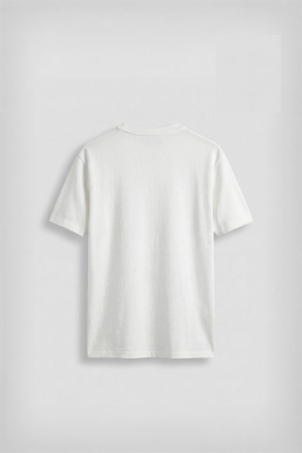 Erkek Relaxed Fit Düğmeli Henley Yaka Basic T-Shirt Beyaz