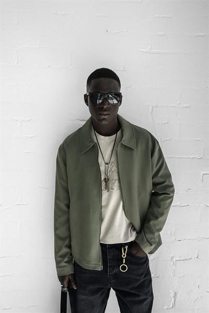 Erkek Relaxed Fit Fermuarlı İnce Ceket Yeşil