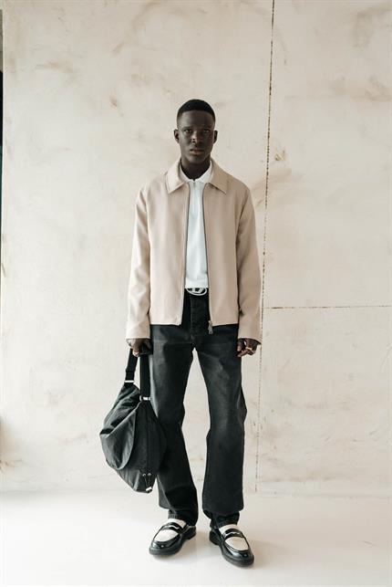 Erkek Relaxed Fit Fermuarlı İnce Ceket Bej