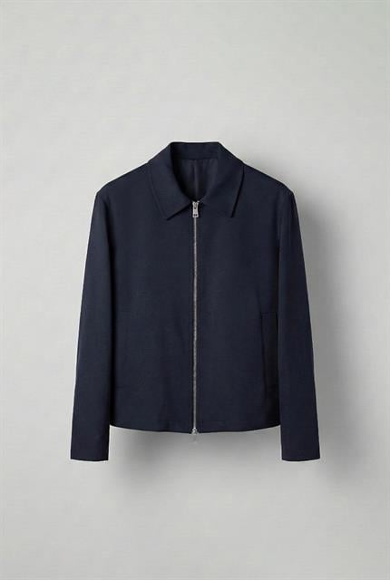 Erkek Relaxed Fit Fermuarlı İnce Ceket Koyu Lacivert
