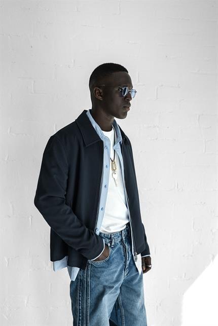 Erkek Relaxed Fit Fermuarlı İnce Ceket Koyu Lacivert