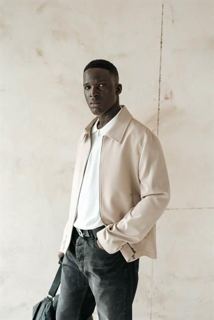 Erkek Relaxed Fit Fermuarlı İnce Ceket Bej