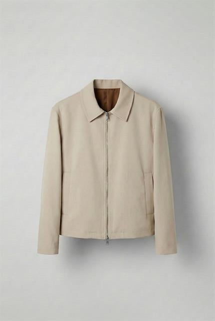 Erkek Relaxed Fit Fermuarlı İnce Ceket Bej