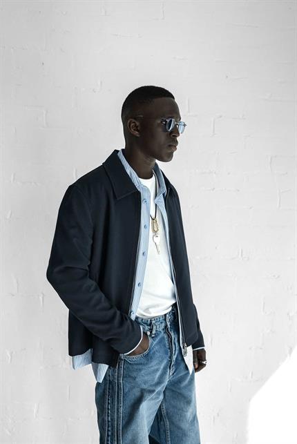 Erkek Relaxed Fit Fermuarlı İnce Ceket Lacivert