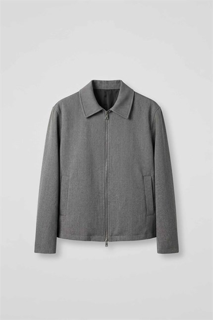 Erkek Relaxed Fit Fermuarlı İnce Ceket Antrasit