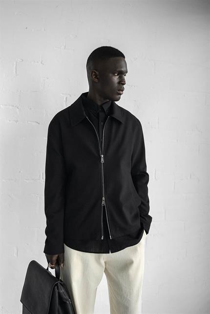 Erkek Relaxed Fit Fermuarlı İnce Ceket Siyah