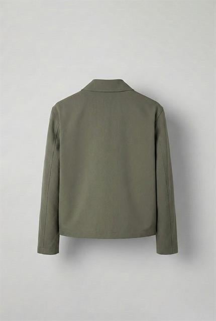 Erkek Relaxed Fit Fermuarlı İnce Ceket Yeşil