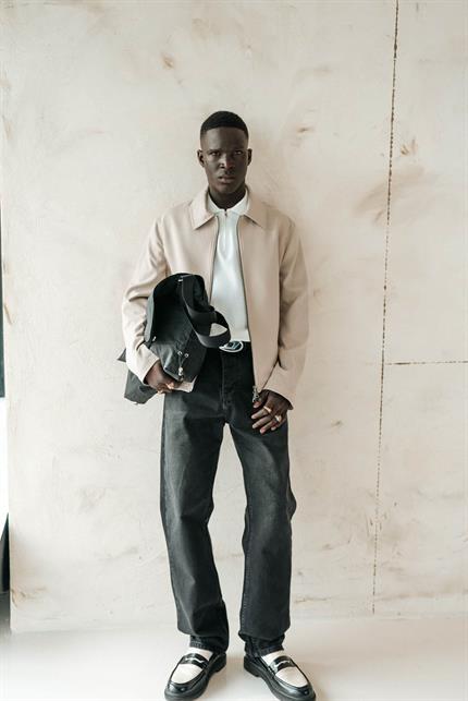 Erkek Relaxed Fit Fermuarlı İnce Ceket Bej