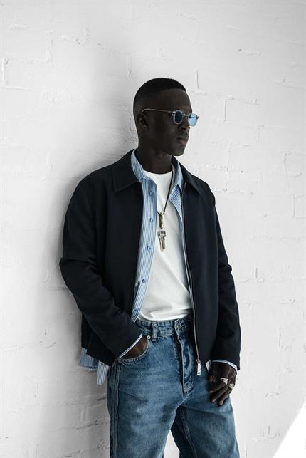 Erkek Relaxed Fit Fermuarlı İnce Ceket Lacivert