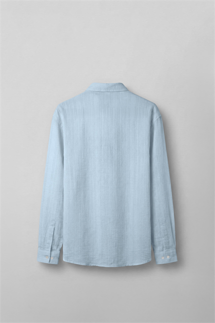 Erkek Relaxed Fit İnce Tekstürlü Gömlek Açık Mavi