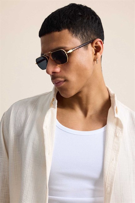 Erkek Relaxed Fit İnce Tekstürlü Gömlek Bej