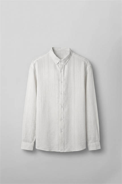 Erkek Relaxed Fit İnce Tekstürlü Gömlek Beyaz