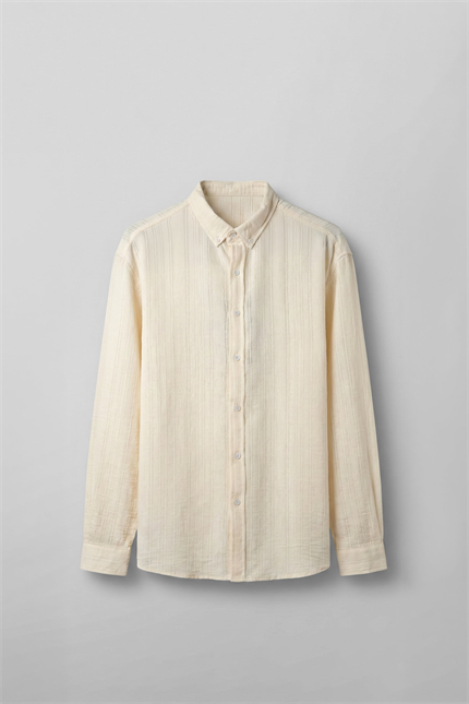 Erkek Relaxed Fit İnce Tekstürlü Gömlek Bej