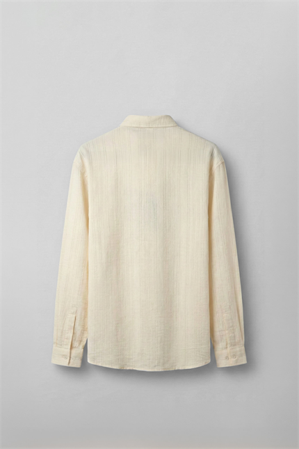 Erkek Relaxed Fit İnce Tekstürlü Gömlek Bej