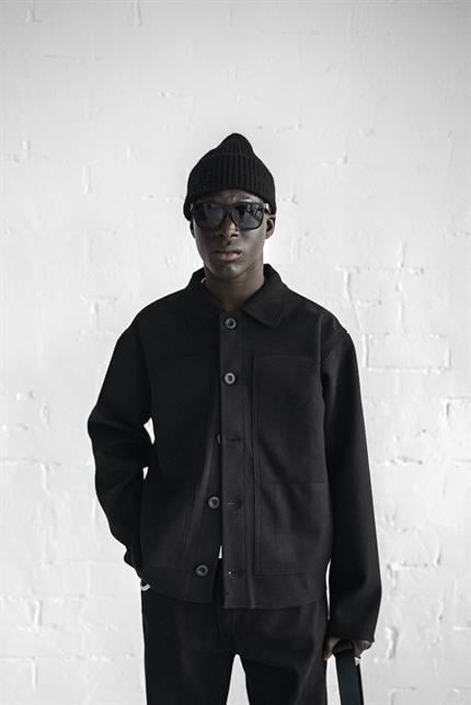 Erkek Relaxed Fit Kaşe Ceket Siyah