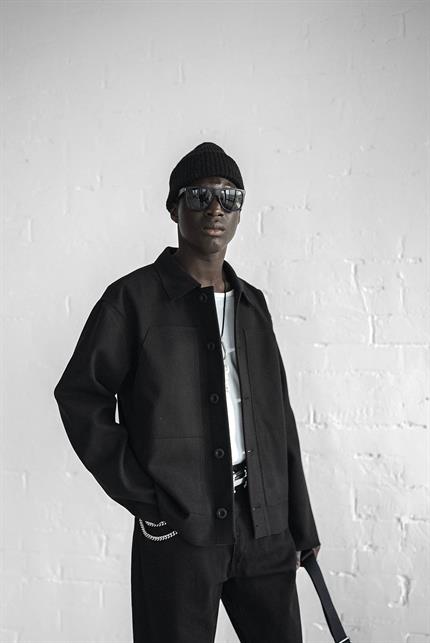 Erkek Relaxed Fit Kaşe Ceket Siyah