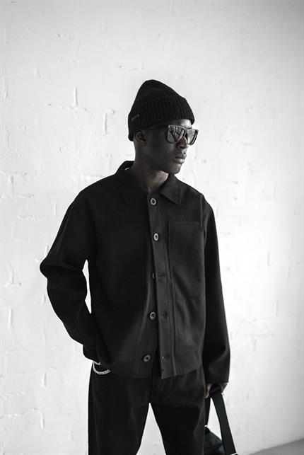 Erkek Relaxed Fit Kaşe Ceket Siyah