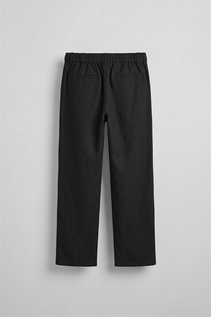 Erkek Relaxed Fit Keten Görünümlü Pantolon Siyah