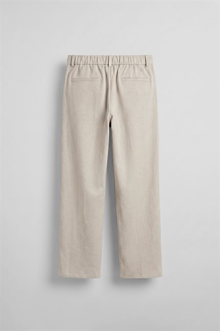 Erkek Relaxed Fit Keten Görünümlü Pantolon Ekru