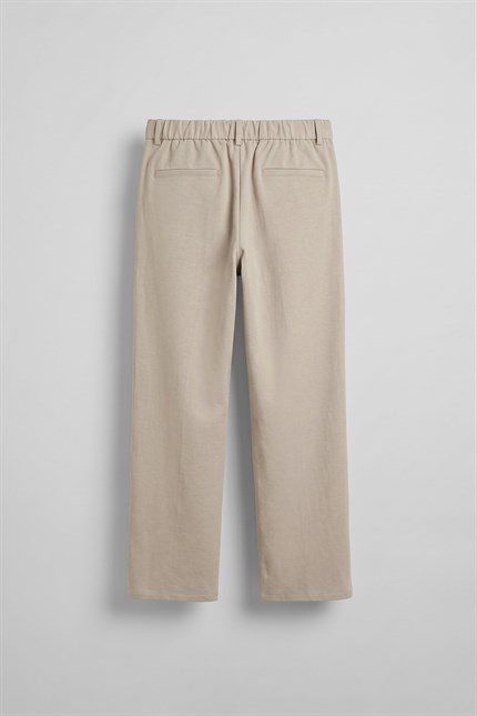 Erkek Relaxed Fit Keten Görünümlü Pantolon Bej