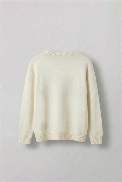 Erkek Relaxed Fit Premium Triko Kazak Ekru