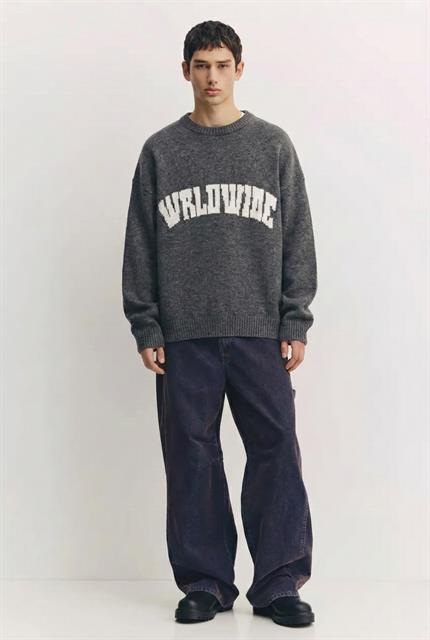 Erkek Relaxed Fit Premium Triko Kazak Füme