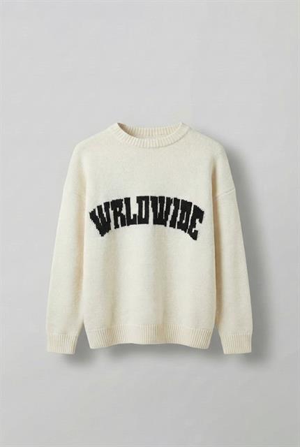 Erkek Relaxed Fit Premium Triko Kazak Ekru