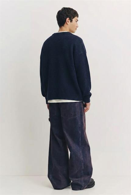 Erkek Relaxed Fit Premium Triko Kazak Lacivert