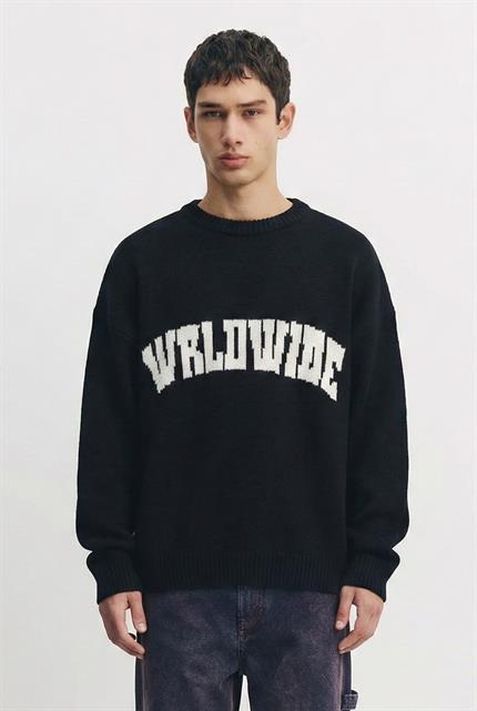 Erkek Relaxed Fit Premium Triko Kazak Siyah