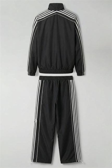 Erkek Relaxed Fit Şeritli Spor Eşofman Takımı Siyah