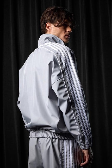 Erkek Relaxed Fit Şeritli Spor Eşofman Takımı Gri