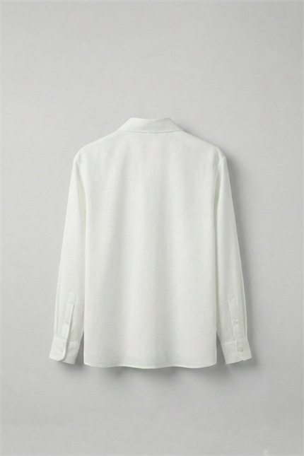 Erkek Relaxed Fit Uzun Kollu Basic Gömlek Ekru