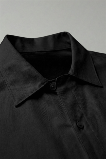 Erkek Relaxed Fit Uzun Kollu Basic Gömlek Siyah