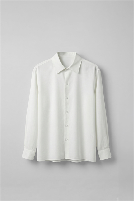 Erkek Relaxed Fit Uzun Kollu Basic Gömlek Ekru