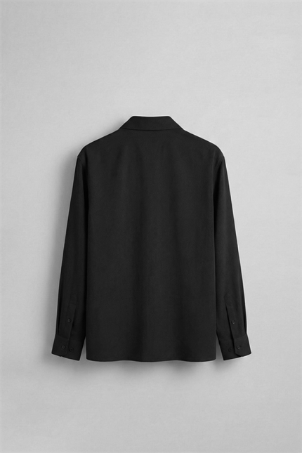 Erkek Relaxed Fit Uzun Kollu Basic Gömlek Siyah