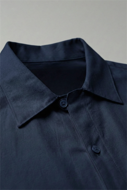 Erkek Relaxed Fit Uzun Kollu Basic Gömlek Lacivert
