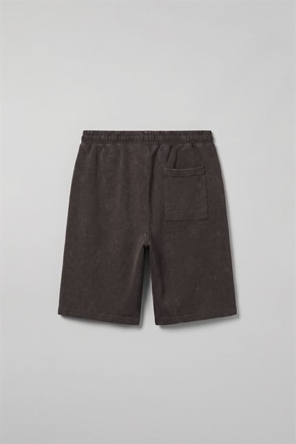 Erkek Relaxed Fit Vintage Yıkamalı Şort Koyu Kahve