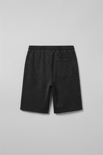 Erkek Relaxed Fit Vintage Yıkamalı Şort Siyah