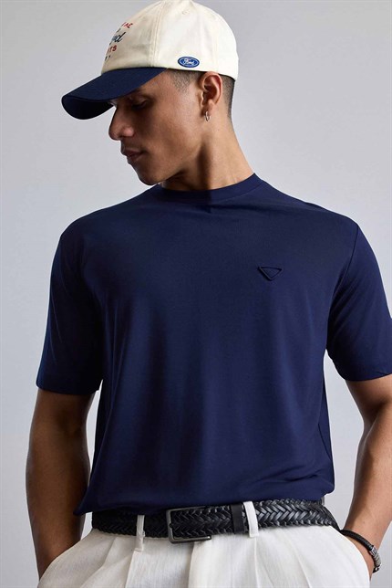 Erkek Relaxed Fit Yumuşak Dokulu Basic T-Shirt Lacivert