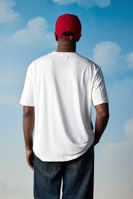 Erkek Relaxed Fit Yumuşak Dokulu Basic T-Shirt Ekru