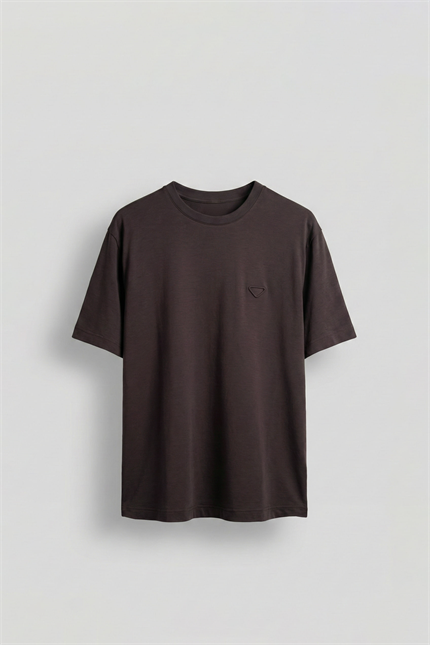 Erkek Relaxed Fit Yumuşak Dokulu Basic T-Shirt Kahverengi