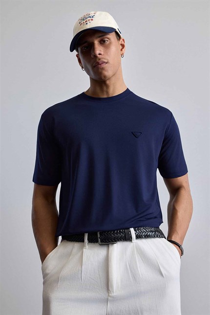 Erkek Relaxed Fit Yumuşak Dokulu Basic T-Shirt Lacivert