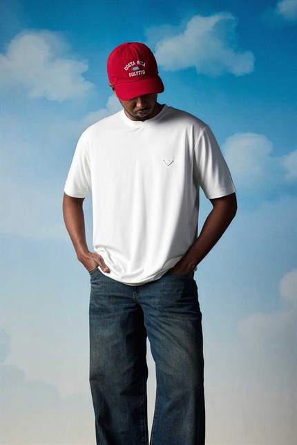 Erkek Relaxed Fit Yumuşak Dokulu Basic T-Shirt Ekru