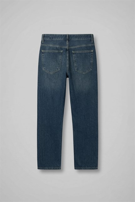 Erkek Relaxed Straight Fit Basic Jean Koyu Mavi