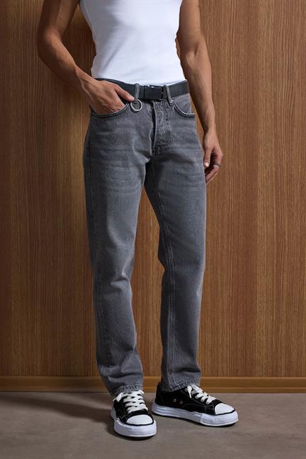 Erkek Relaxed Straight Fit Basic Jean Gri