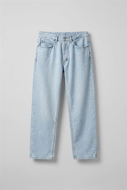 Erkek Relaxed Straight Fit Basic Jean Buz Mavi