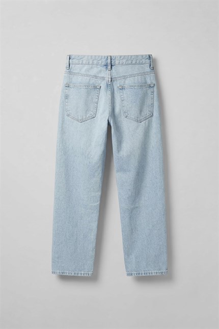 Erkek Relaxed Straight Fit Basic Jean Buz Mavi